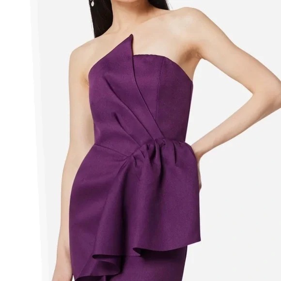 Elliatt Reception Cascade Ruffle Strapless Structured Cocktail Midi Dress Small - Picture 10 of 16